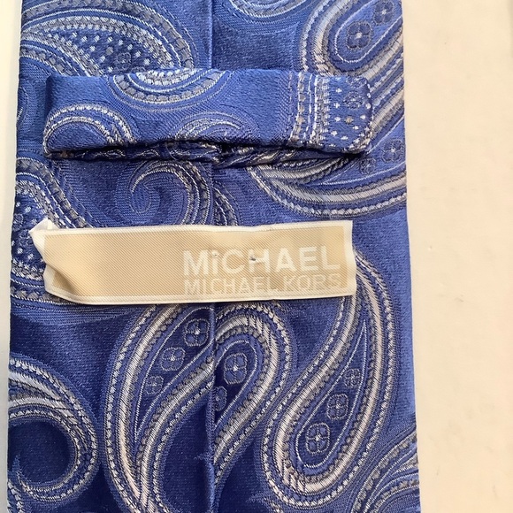 MICHAEL KORS Silk Medium Blue Woven Paisley Tie - Picture 6 of 10